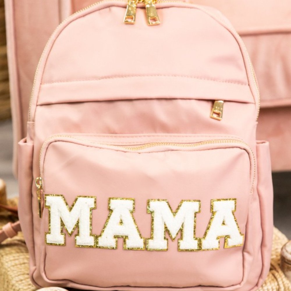 MAMA Patch Backpack Gold Zipper Hardware
